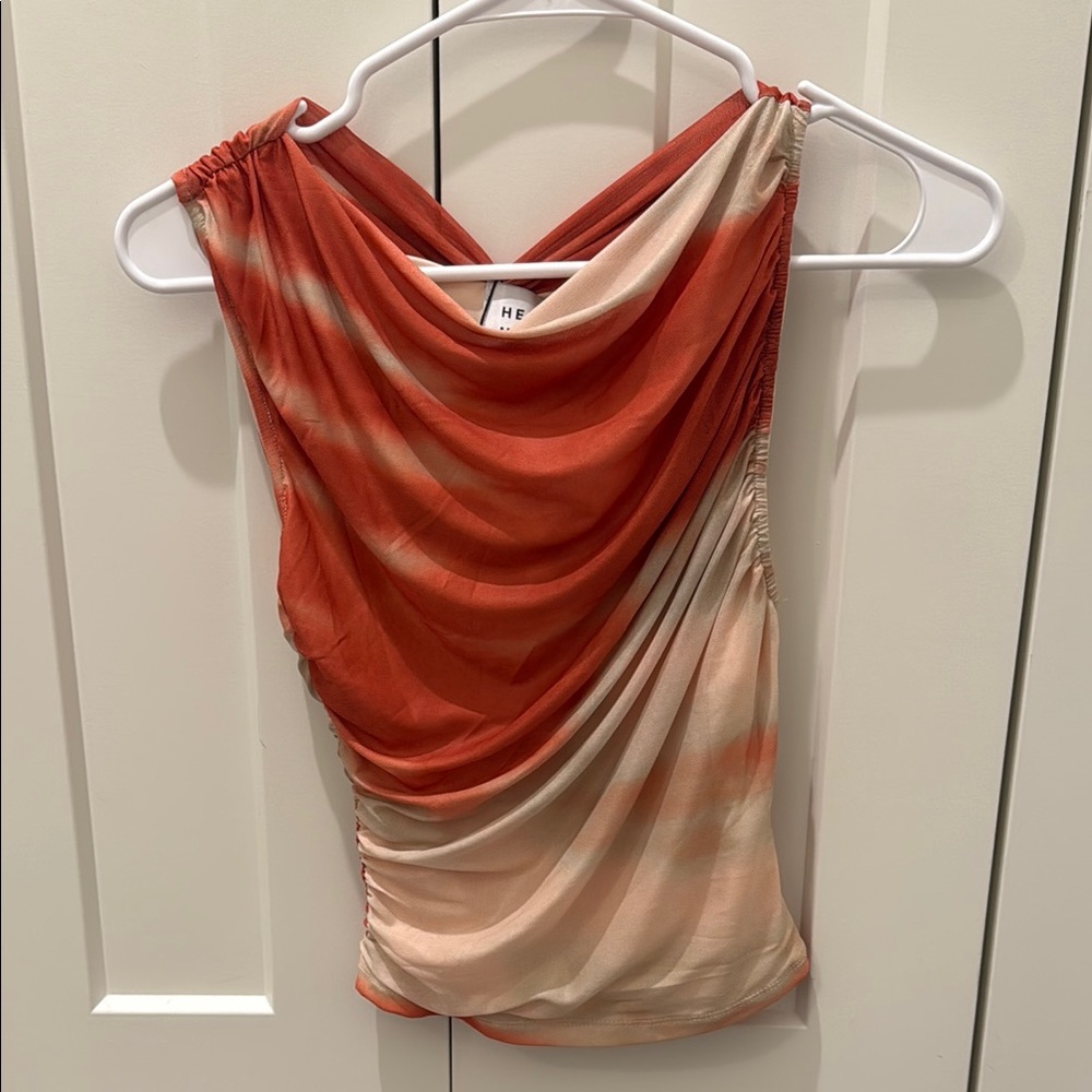 Hello Molly Women's Orange and Cream Draped Top